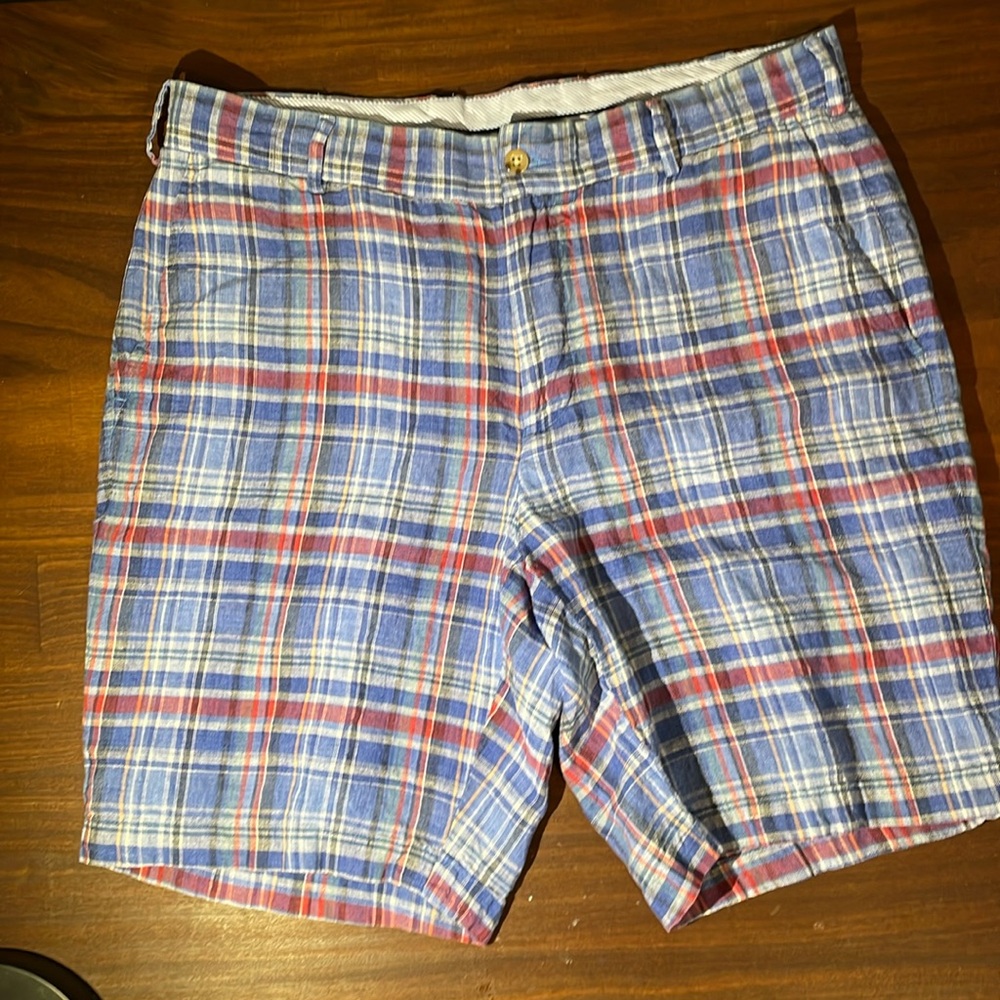 Peter Millar plaid linen Shorts men’s waist 34